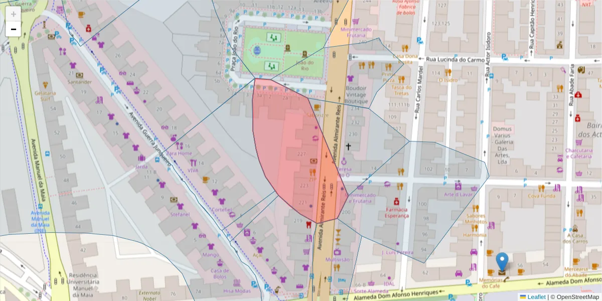 Mapa detalhado do código postal 1000-049 com limites, códigos postais vizinhos e agências dos correios