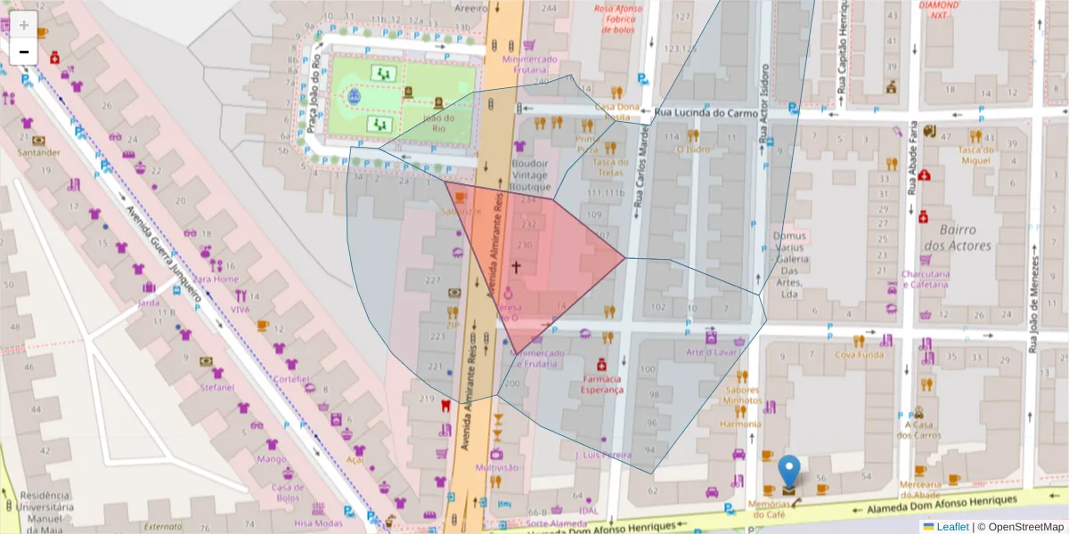 Mapa detalhado do código postal 1000-056 com limites, códigos postais vizinhos e agências dos correios