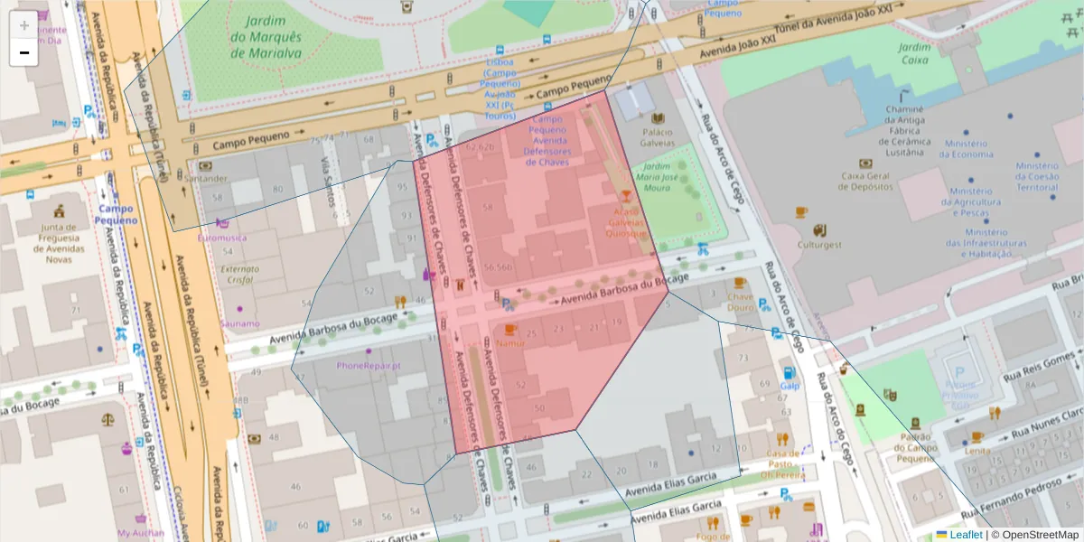 Mapa detalhado do código postal 1000-120 com limites, códigos postais vizinhos e agências dos correios