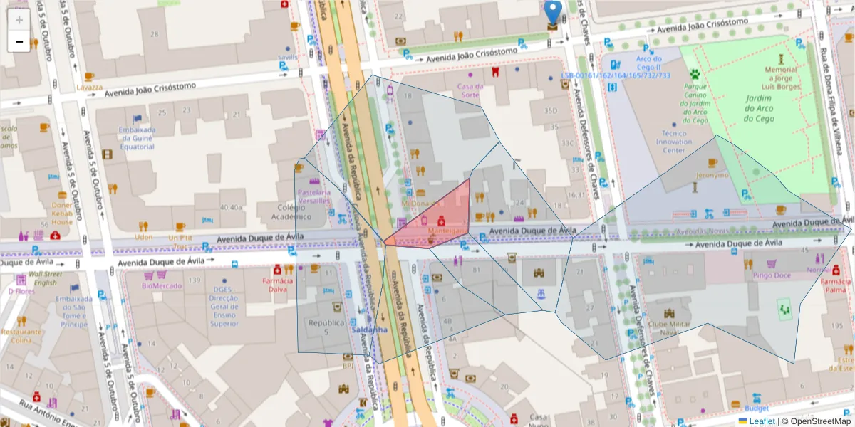 Mapa detalhado do código postal 1000-141 Nossa Senhora de Fátima com limites, códigos postais vizinhos e agências dos correios