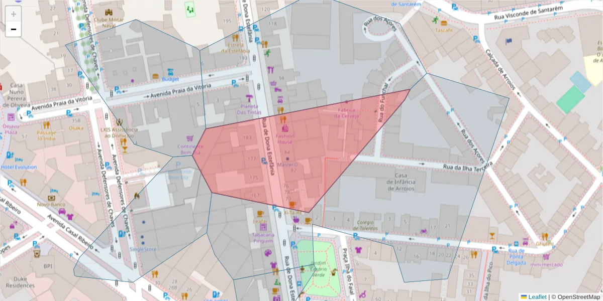 Mapa detalhado do código postal 1000-158 com limites, códigos postais vizinhos e agências dos correios