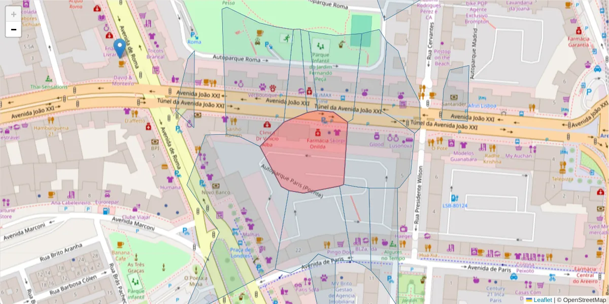 Mapa detalhado do código postal 1000-298 São João de Deus com limites, códigos postais vizinhos e agências dos correios