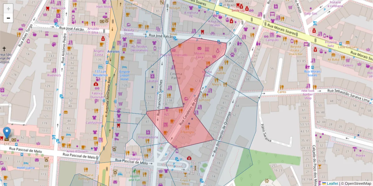 Mapa detalhado do código postal 1170-088 com limites, códigos postais vizinhos e agências dos correios