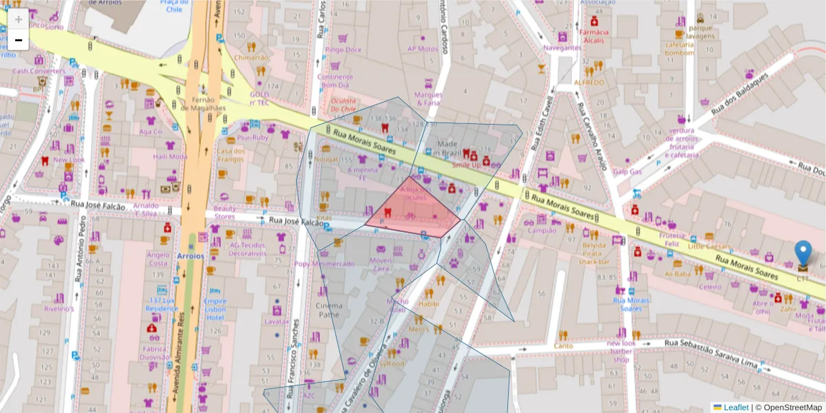 Mapa detalhado do código postal 1170-193 com limites, códigos postais vizinhos e agências dos correios