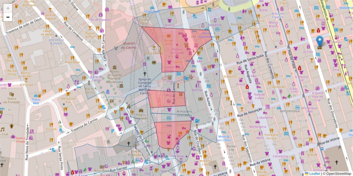 Mapa detalhado do código postal 1200-093 com limites, códigos postais vizinhos e agências dos correios