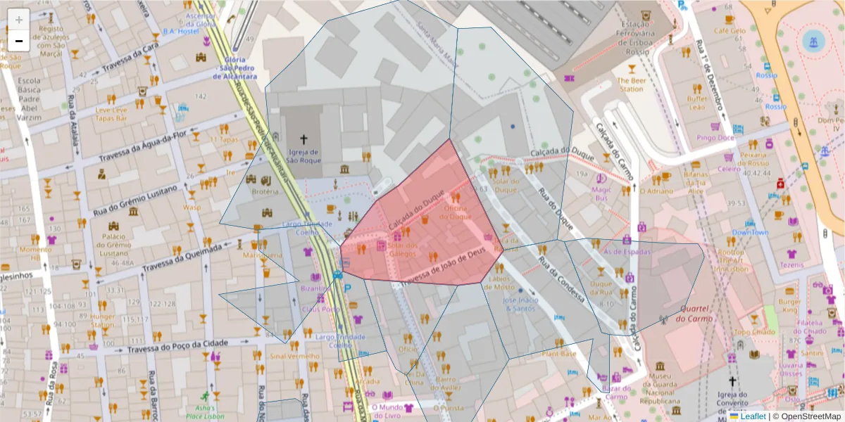 Mapa detalhado do código postal 1200-156 com limites, códigos postais vizinhos e agências dos correios