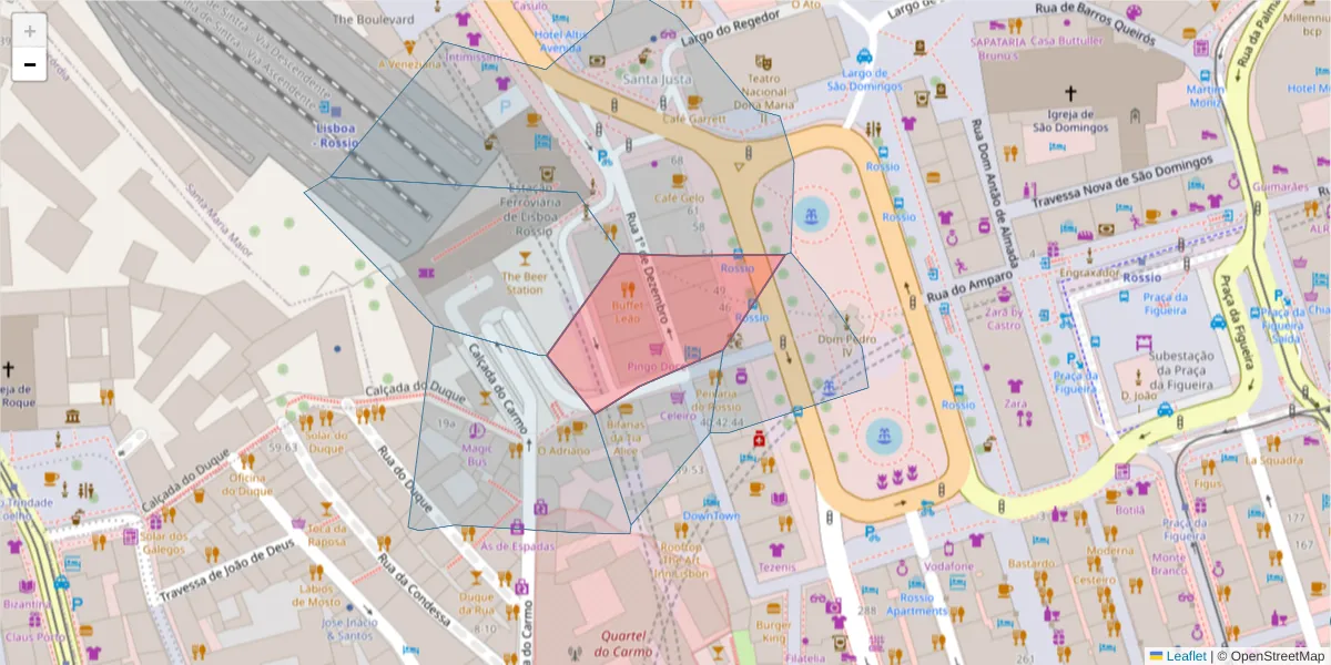Mapa detalhado do código postal 1200-358 com limites, códigos postais vizinhos e agências dos correios