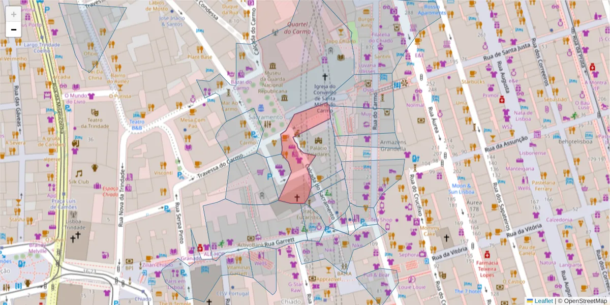 Mapa detalhado do código postal 1200-393 com limites, códigos postais vizinhos e agências dos correios