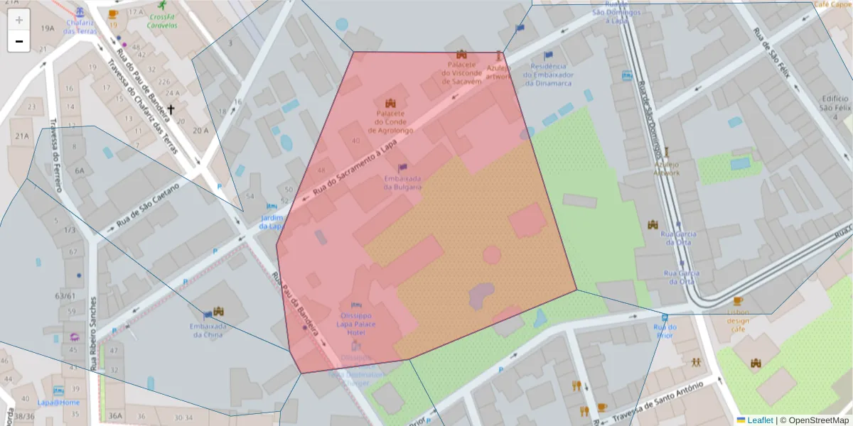 Mapa detalhado do código postal 1200-792 com limites, códigos postais vizinhos e agências dos correios
