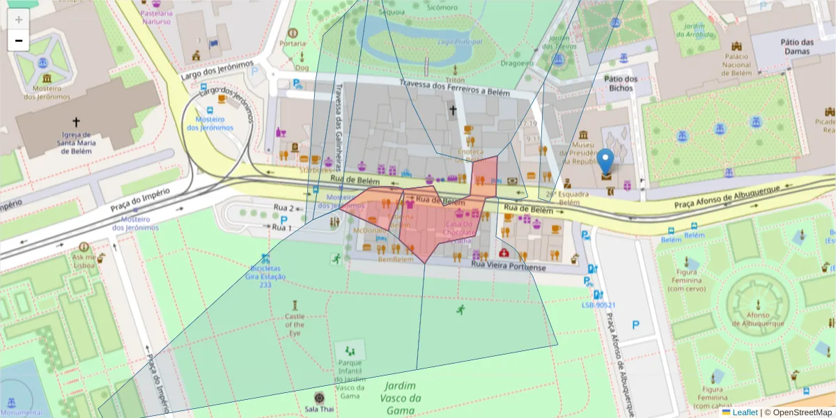 Mapa detalhado do código postal 1300-083 com limites, códigos postais vizinhos e agências dos correios