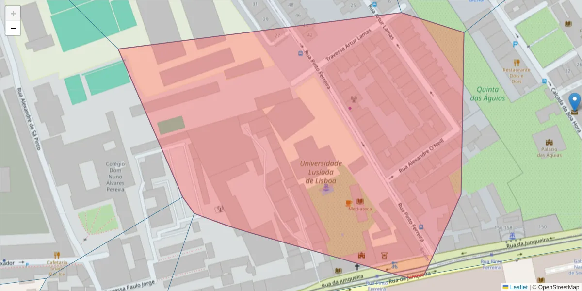 Mapa detalhado do código postal 1300-464 com limites, códigos postais vizinhos e agências dos correios