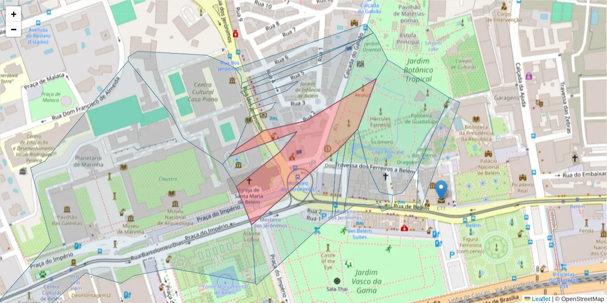 Mapa detalhado do código postal 1400-209 com limites, códigos postais vizinhos e agências dos correios