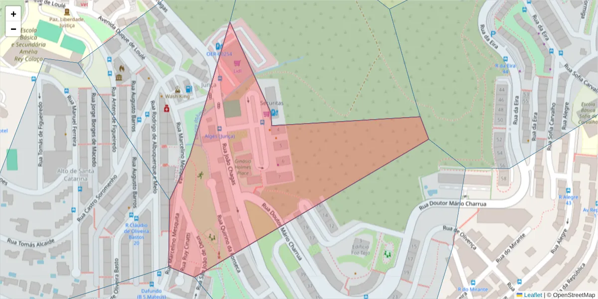 Mapa detalhado do código postal 1495-241 com limites, códigos postais vizinhos e agências dos correios