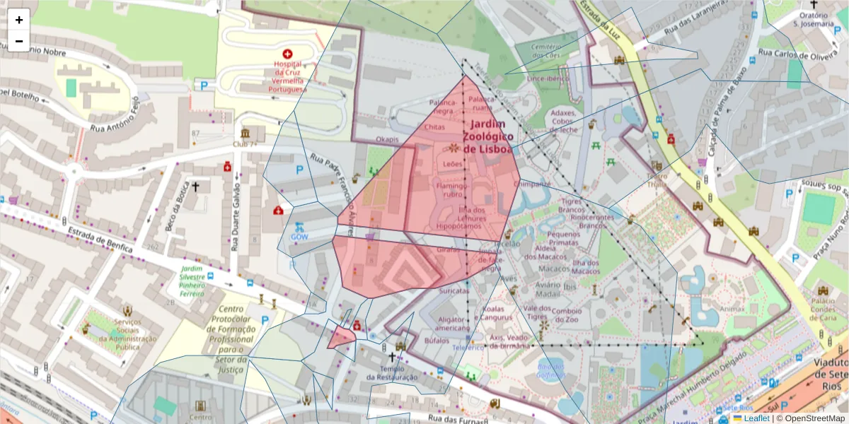 Mapa detalhado do código postal 1500-478 com limites, códigos postais vizinhos e agências dos correios
