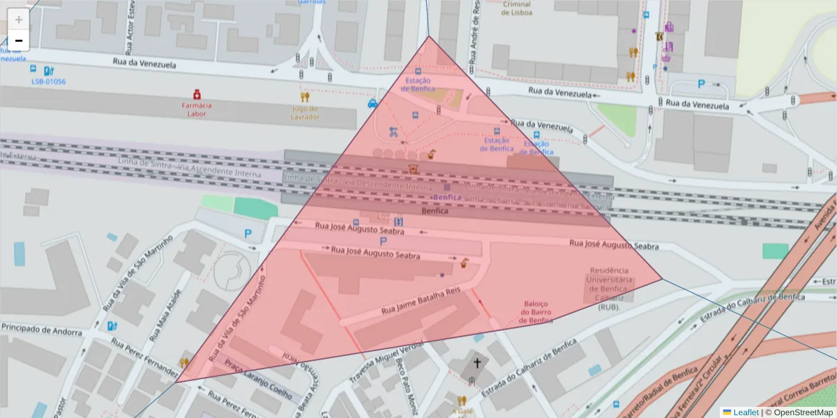Mapa detalhado do código postal 1500-678 com limites, códigos postais vizinhos e agências dos correios