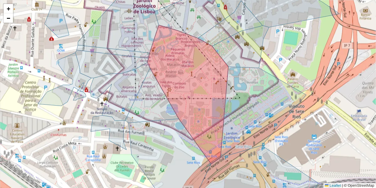 Mapa detalhado do código postal 1549-000 com limites, códigos postais vizinhos e agências dos correios
