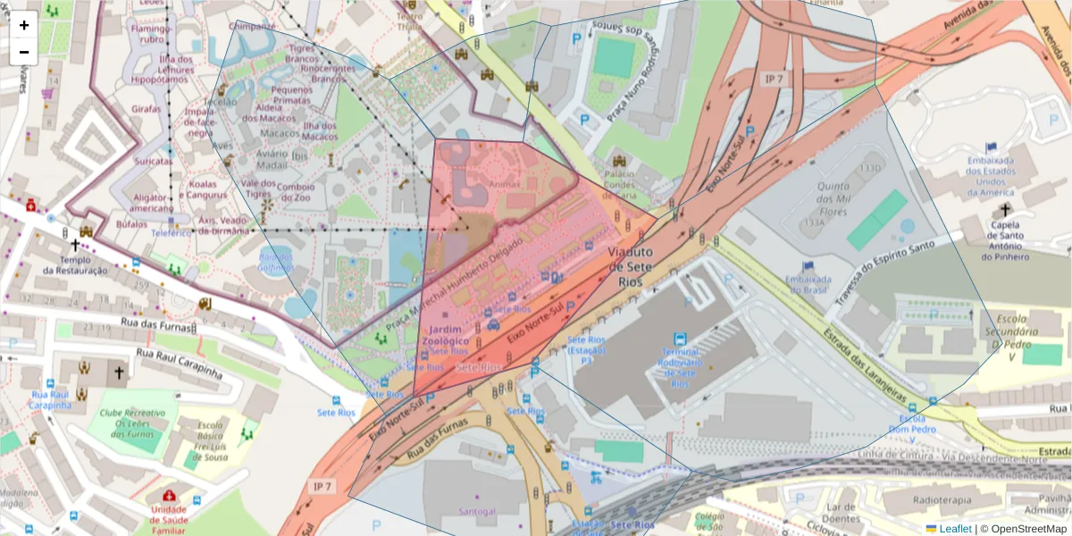 Mapa detalhado do código postal 1549-004 com limites, códigos postais vizinhos e agências dos correios