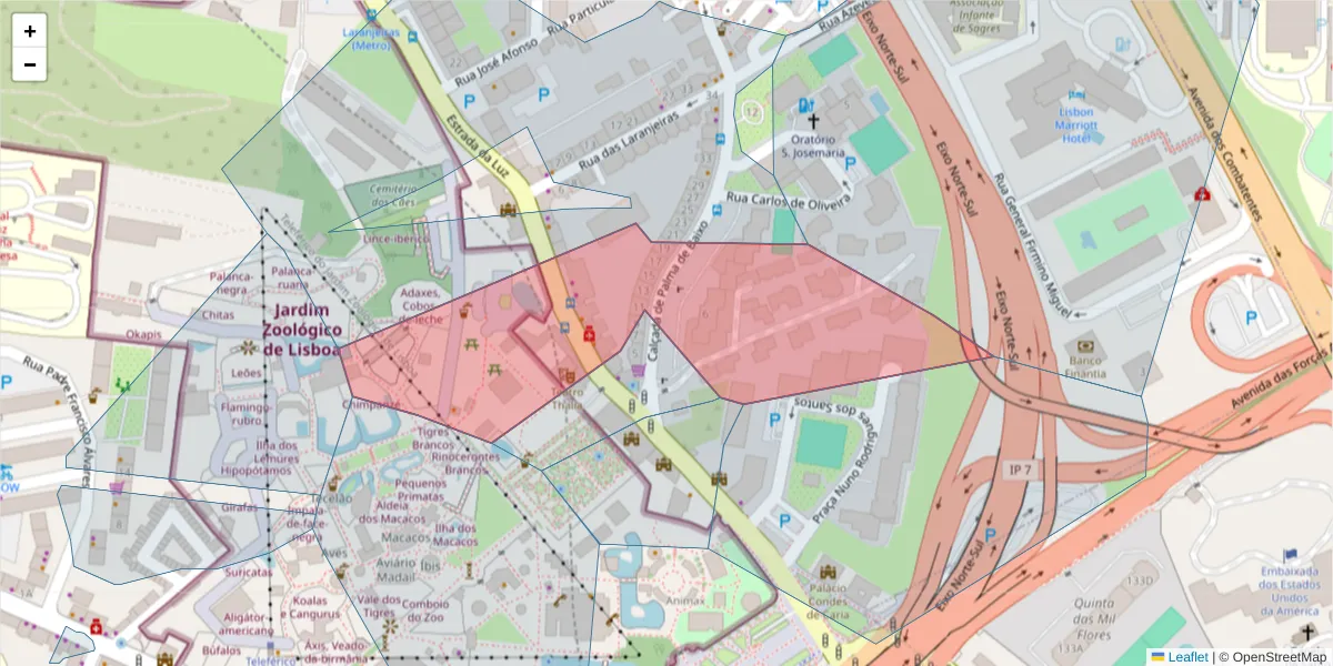 Mapa detalhado do código postal 1600-139 com limites, códigos postais vizinhos e agências dos correios