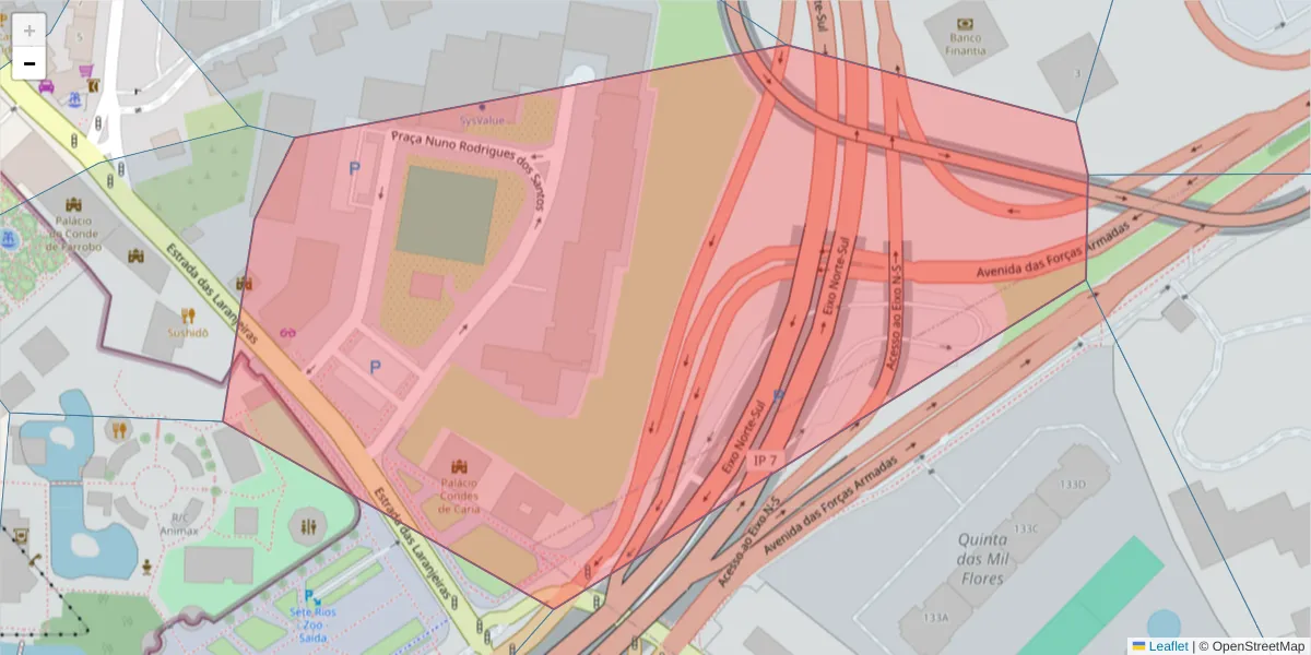 Mapa detalhado do código postal 1600-171 com limites, códigos postais vizinhos e agências dos correios