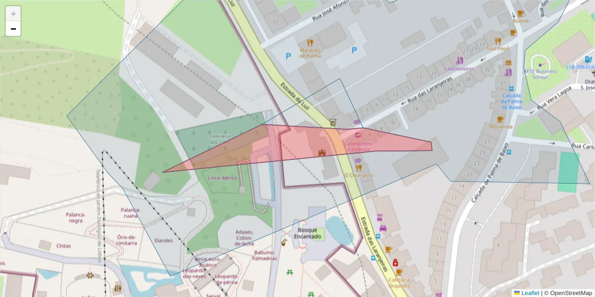 Mapa detalhado do código postal 1600-400 com limites, códigos postais vizinhos e agências dos correios