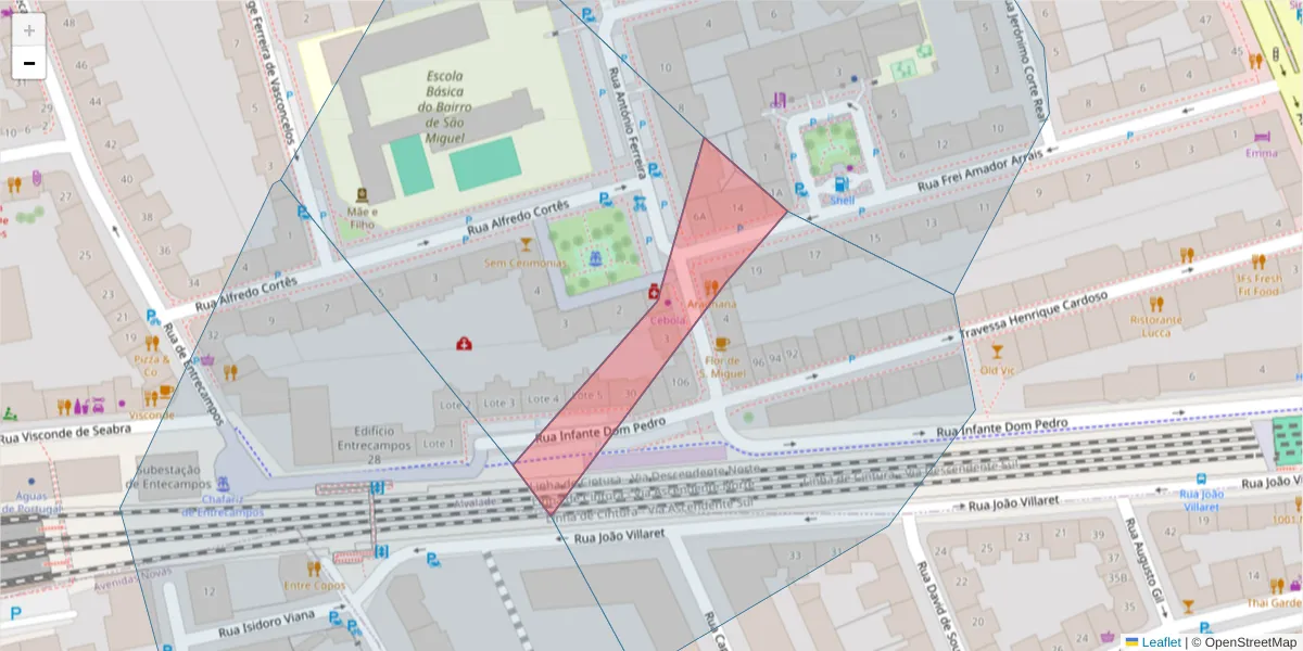 Mapa detalhado do código postal 1700-045 com limites, códigos postais vizinhos e agências dos correios