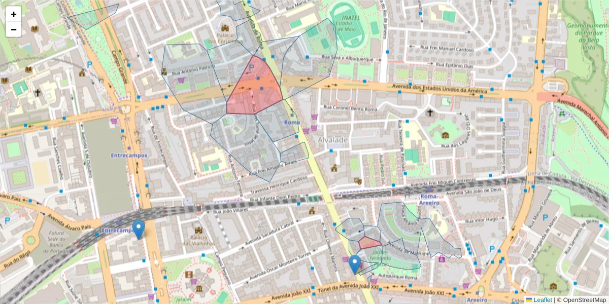 Mapa detalhado do código postal 1700-179 com limites, códigos postais vizinhos e agências dos correios