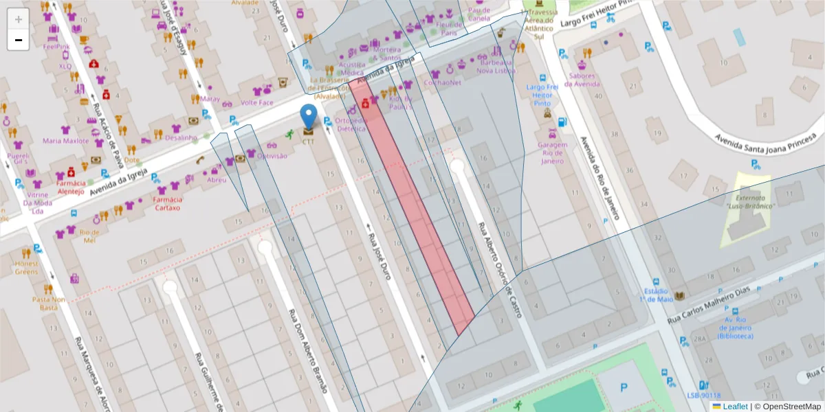 Mapa detalhado do código postal 1700-230 São João de Brito com limites, códigos postais vizinhos e agências dos correios