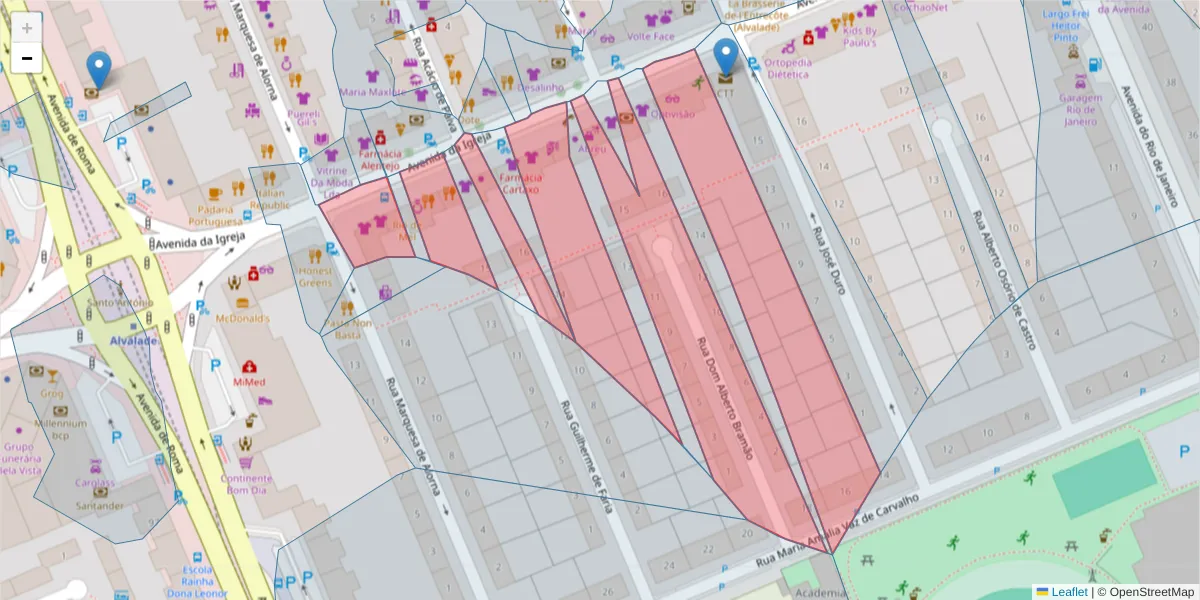 Mapa detalhado do código postal 1700-231 com limites, códigos postais vizinhos e agências dos correios
