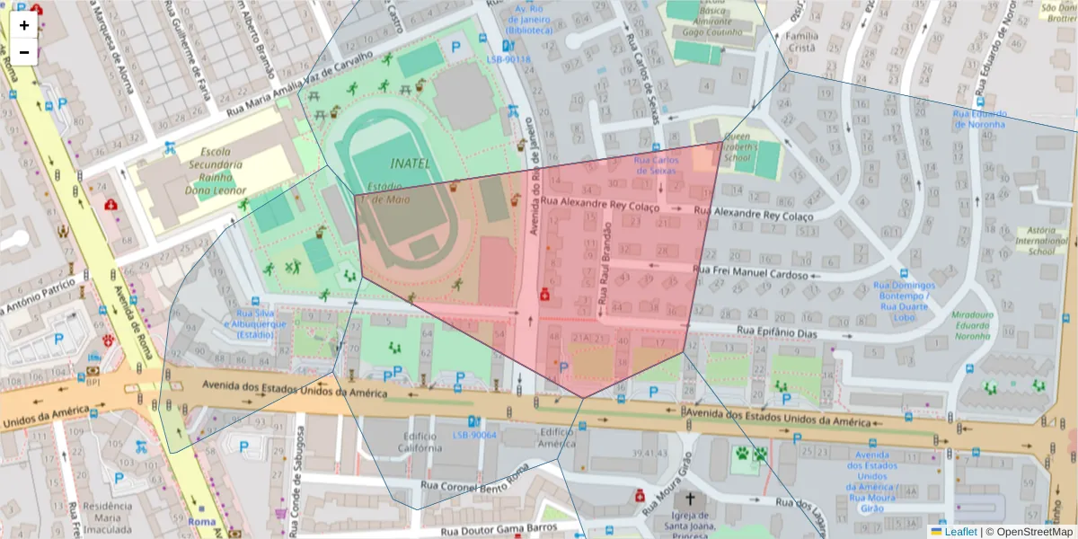 Mapa detalhado do código postal 1700-334 São João de Brito com limites, códigos postais vizinhos e agências dos correios