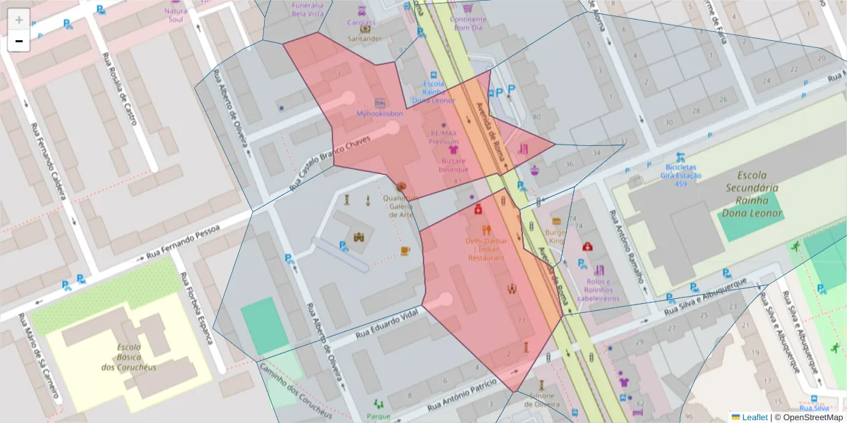 Mapa detalhado do código postal 1700-344 com limites, códigos postais vizinhos e agências dos correios