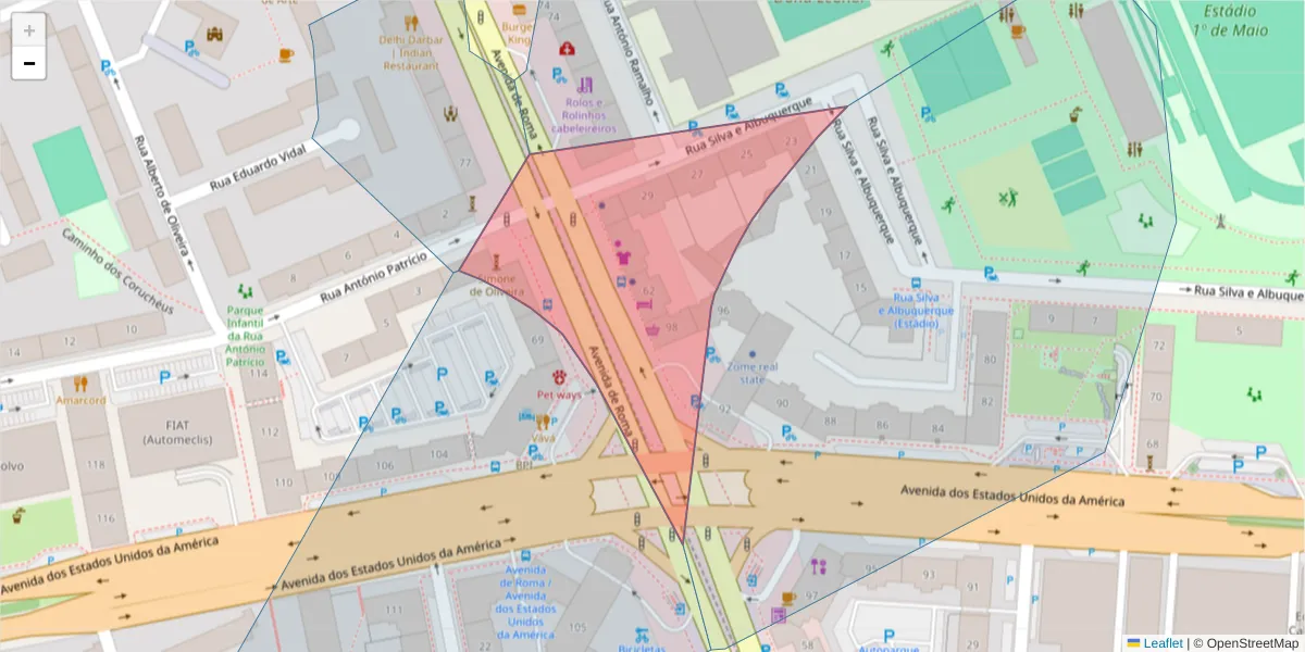 Mapa detalhado do código postal 1700-349 com limites, códigos postais vizinhos e agências dos correios