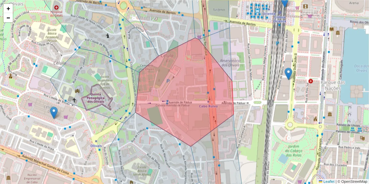 Mapa detalhado do código postal 1800 com limites, códigos postais vizinhos e agências dos correios
