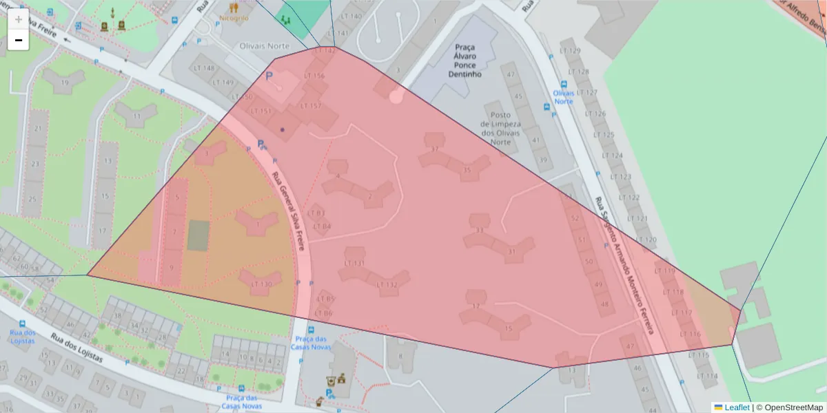 Mapa detalhado do código postal 1849-028 com limites, códigos postais vizinhos e agências dos correios