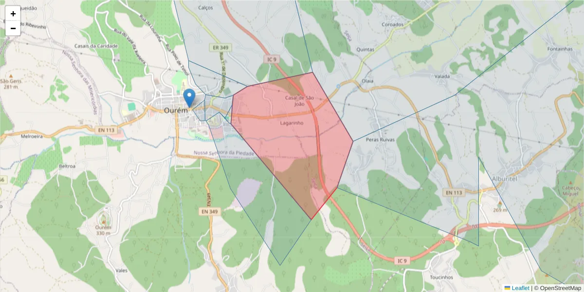 Mapa detalhado do código postal 2490-604 com limites, códigos postais vizinhos e agências dos correios