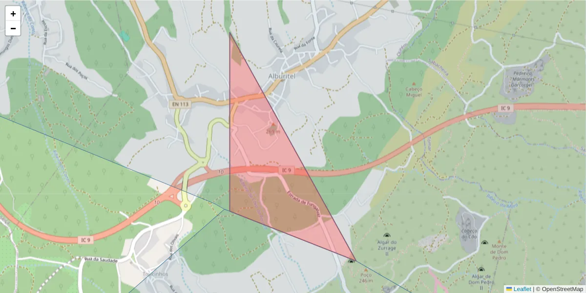 Mapa detalhado do código postal 2490 com limites, códigos postais vizinhos e agências dos correios