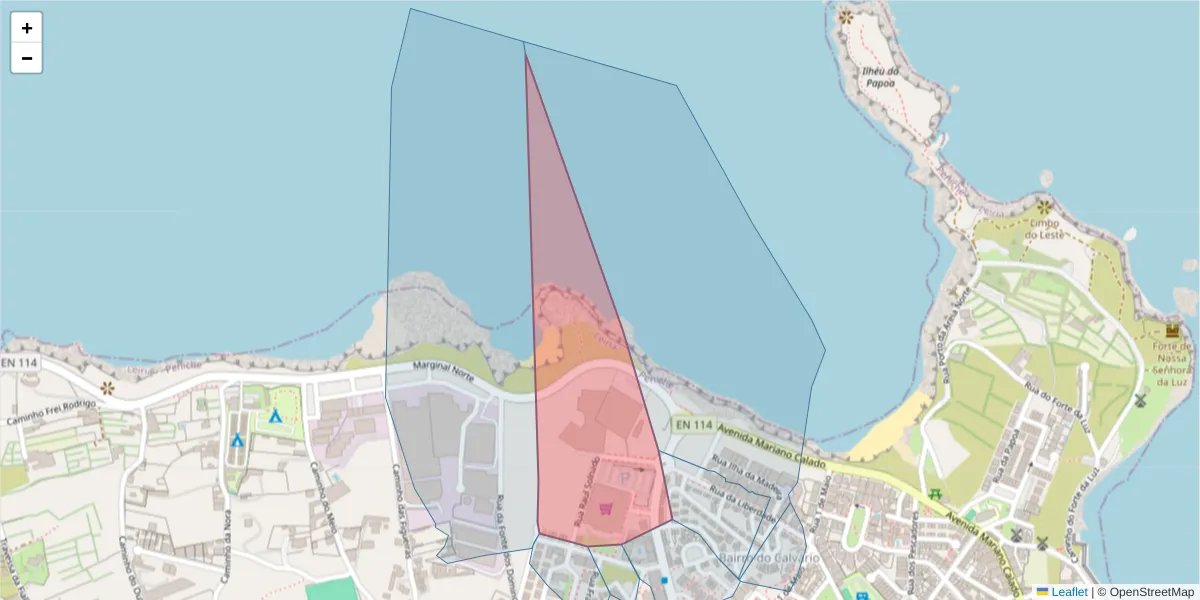 Mapa detalhado do código postal 2520-446 com limites, códigos postais vizinhos e agências dos correios