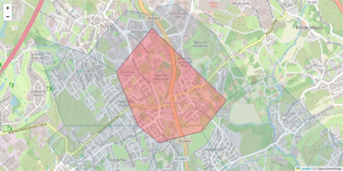 Mapa detalhado do código postal 2710-089 com limites, códigos postais vizinhos e agências dos correios