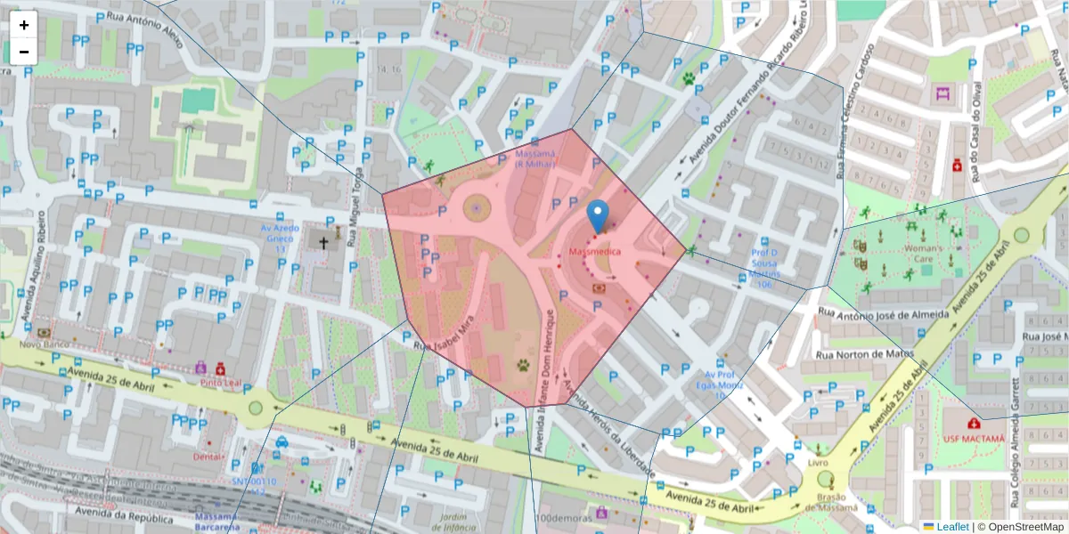 Mapa detalhado do código postal 2745-758 com limites, códigos postais vizinhos e agências dos correios