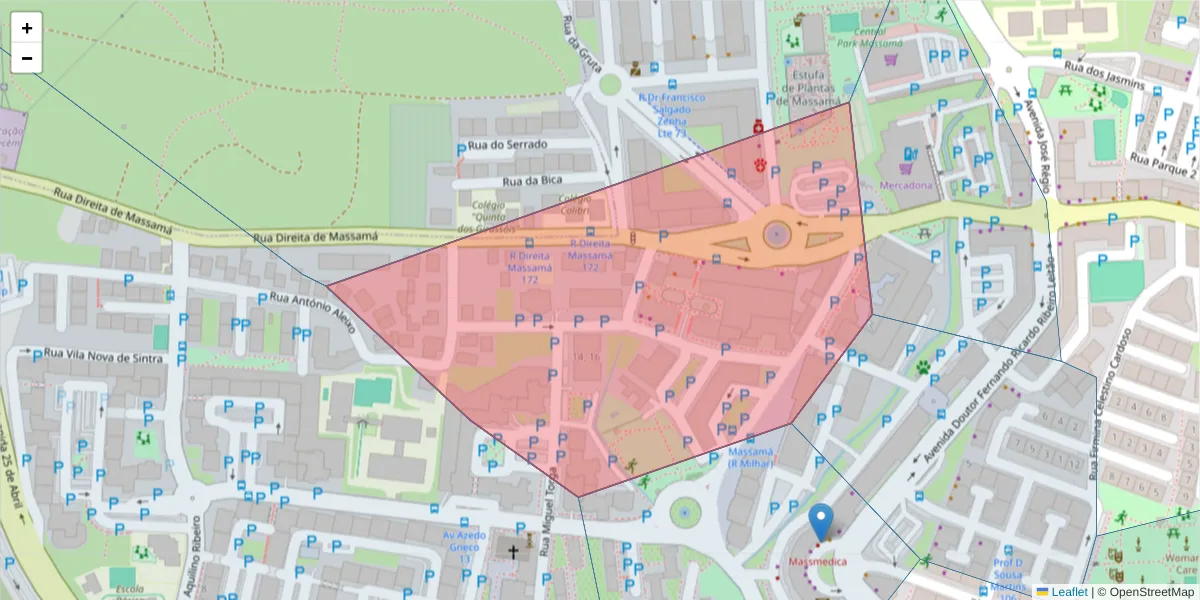Mapa detalhado do código postal 2745-820 com limites, códigos postais vizinhos e agências dos correios