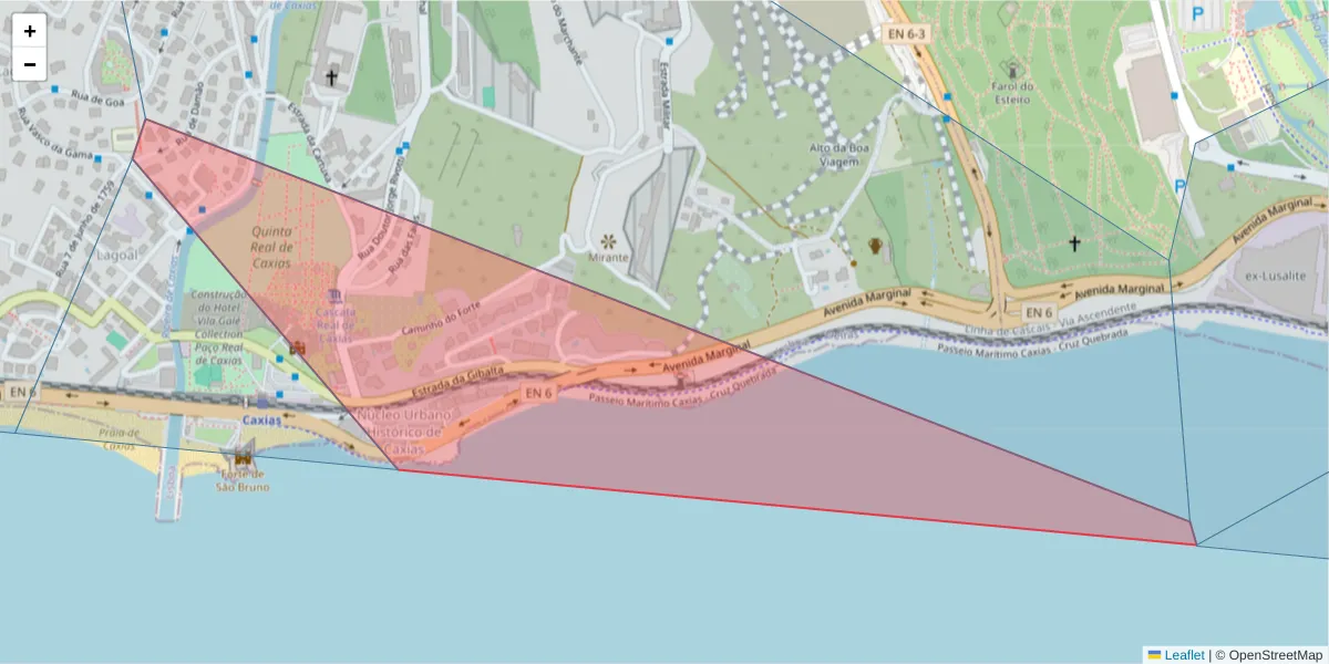 Mapa detalhado do código postal 2760-064 com limites, códigos postais vizinhos e agências dos correios