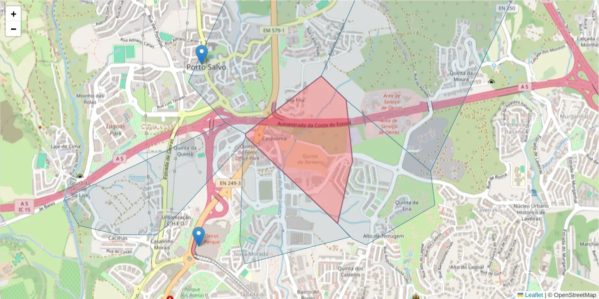 Mapa detalhado do código postal 2770-194 com limites, códigos postais vizinhos e agências dos correios