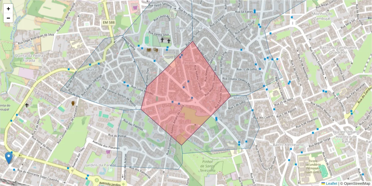 Mapa detalhado do código postal 2775-079 com limites, códigos postais vizinhos e agências dos correios