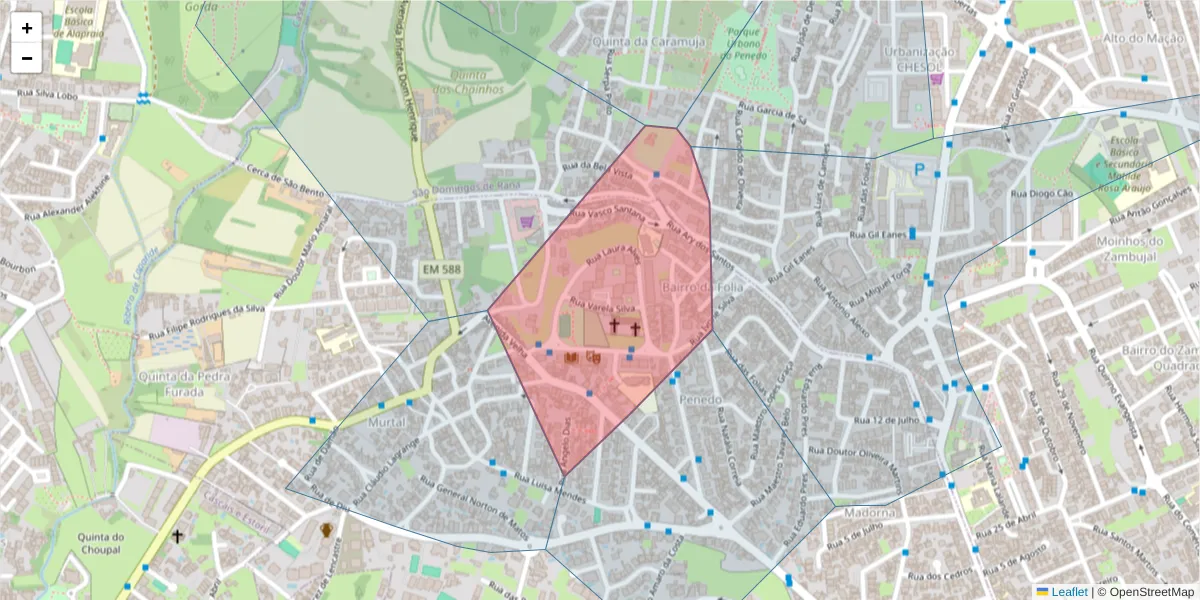 Mapa detalhado do código postal 2775-123 com limites, códigos postais vizinhos e agências dos correios