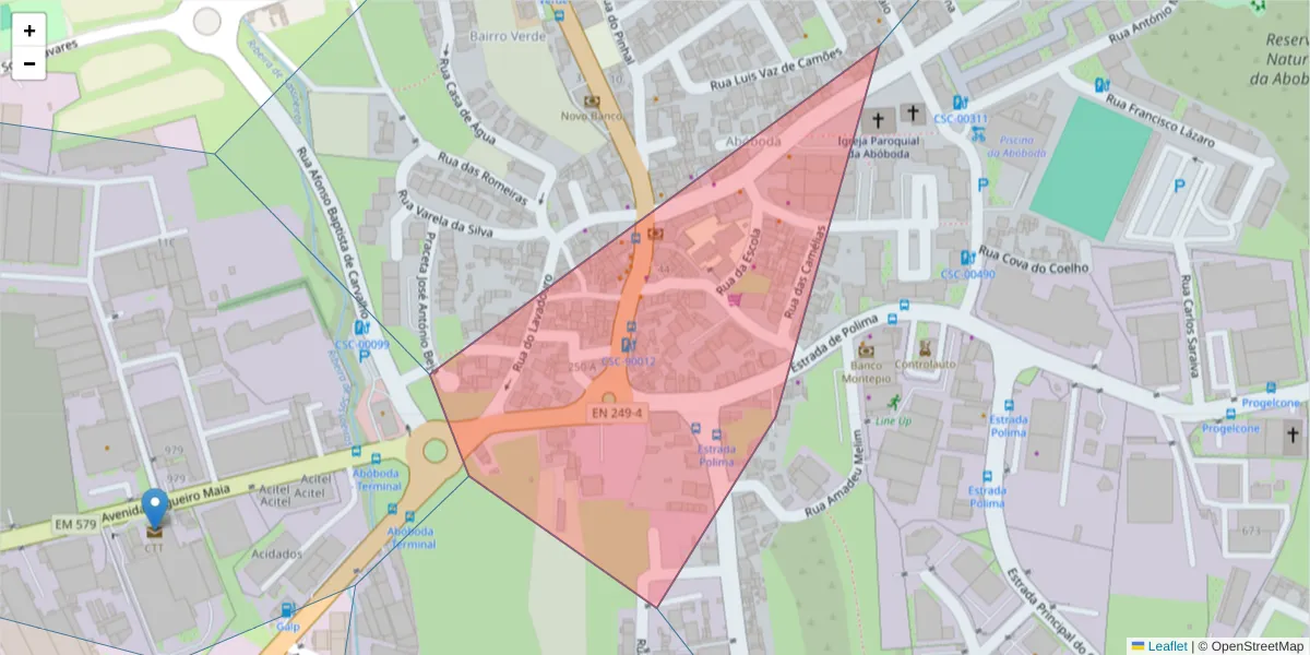 Mapa detalhado do código postal 2785-023 com limites, códigos postais vizinhos e agências dos correios