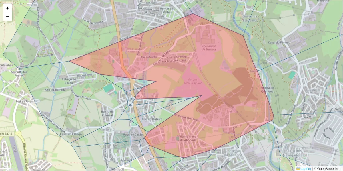 Mapa detalhado do código postal 2785-034 com limites, códigos postais vizinhos e agências dos correios