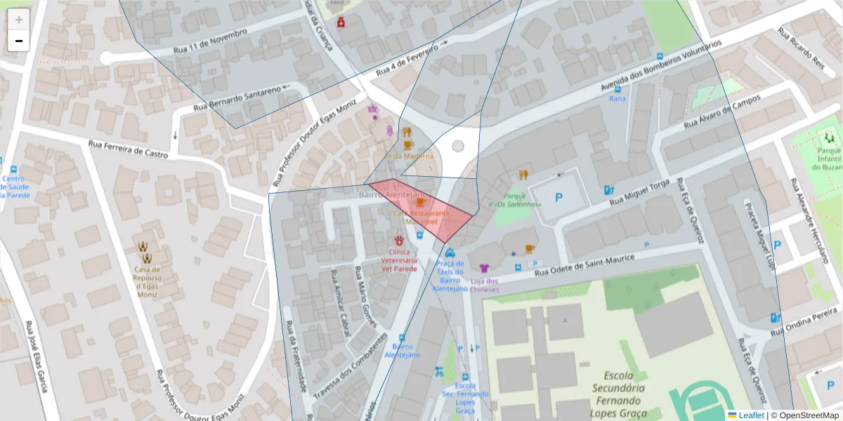 Mapa detalhado do código postal 2785-716 com limites, códigos postais vizinhos e agências dos correios