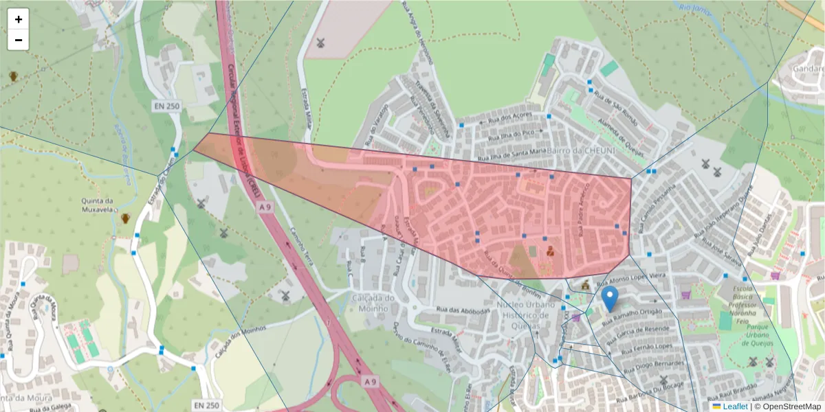 Mapa detalhado do código postal 2790-337 com limites, códigos postais vizinhos e agências dos correios