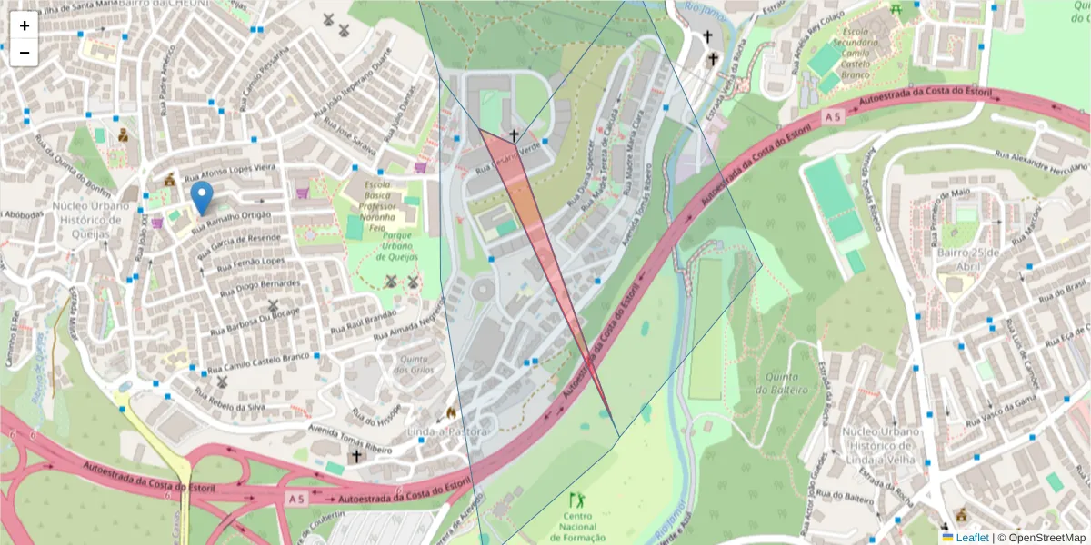 Mapa detalhado do código postal 2790-420 com limites, códigos postais vizinhos e agências dos correios