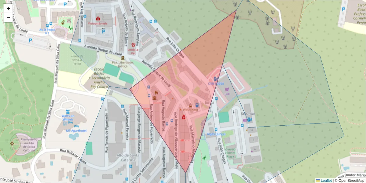 Mapa detalhado do código postal 2795-119 com limites, códigos postais vizinhos e agências dos correios