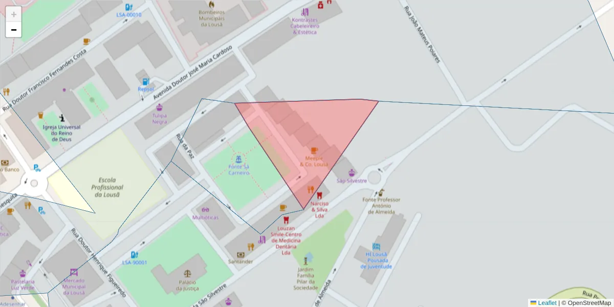 Mapa detalhado do código postal 3200-212 com limites, códigos postais vizinhos e agências dos correios